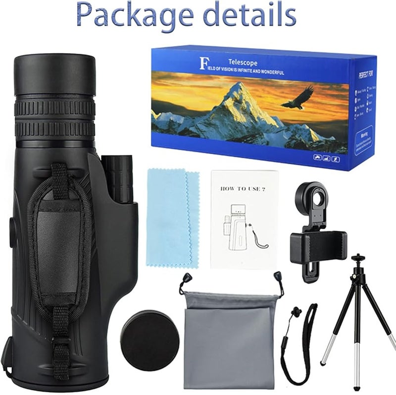 High Power Monocular Telescope with Smartphone Adapter for Bird Watching Camping Travel - Image 2